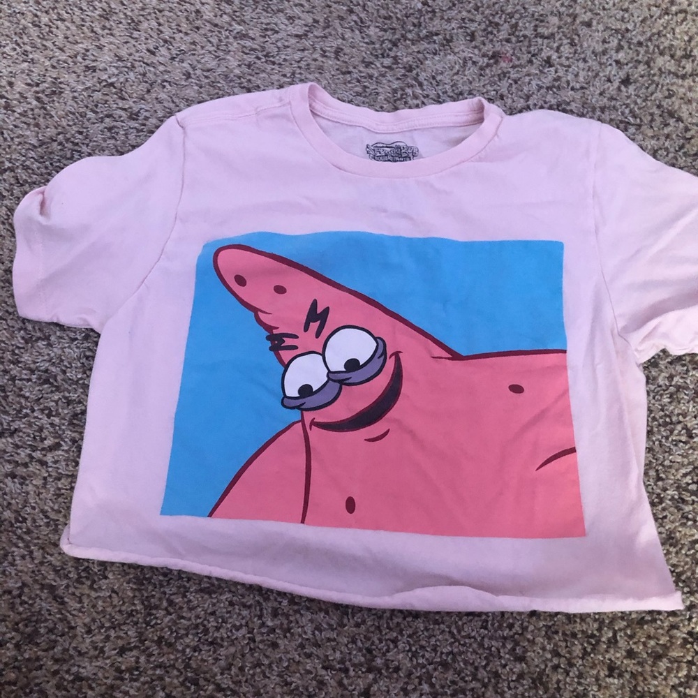 patrick star meme graphic tee cropped
